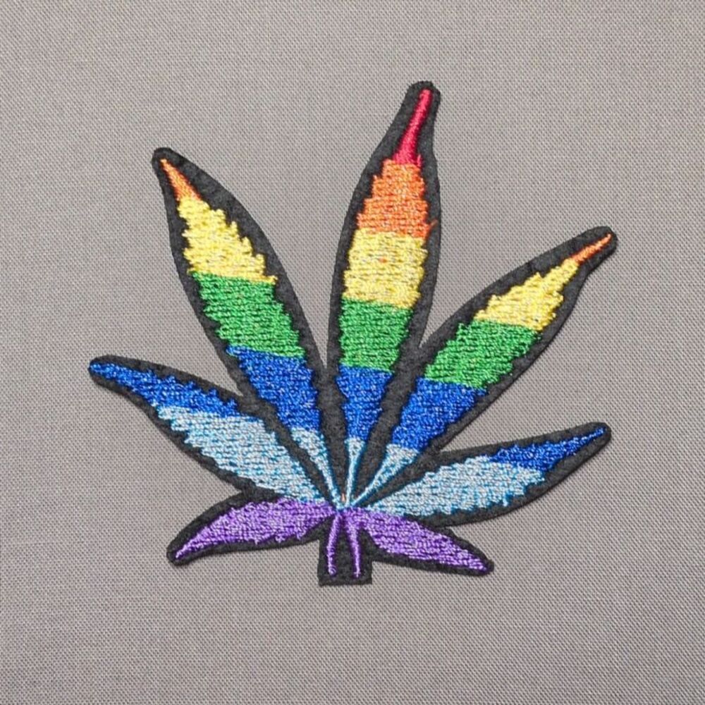 Pride Rainbow Marijuana Leaf 420 Iron On Patch | Cannabis Embroidered Patch